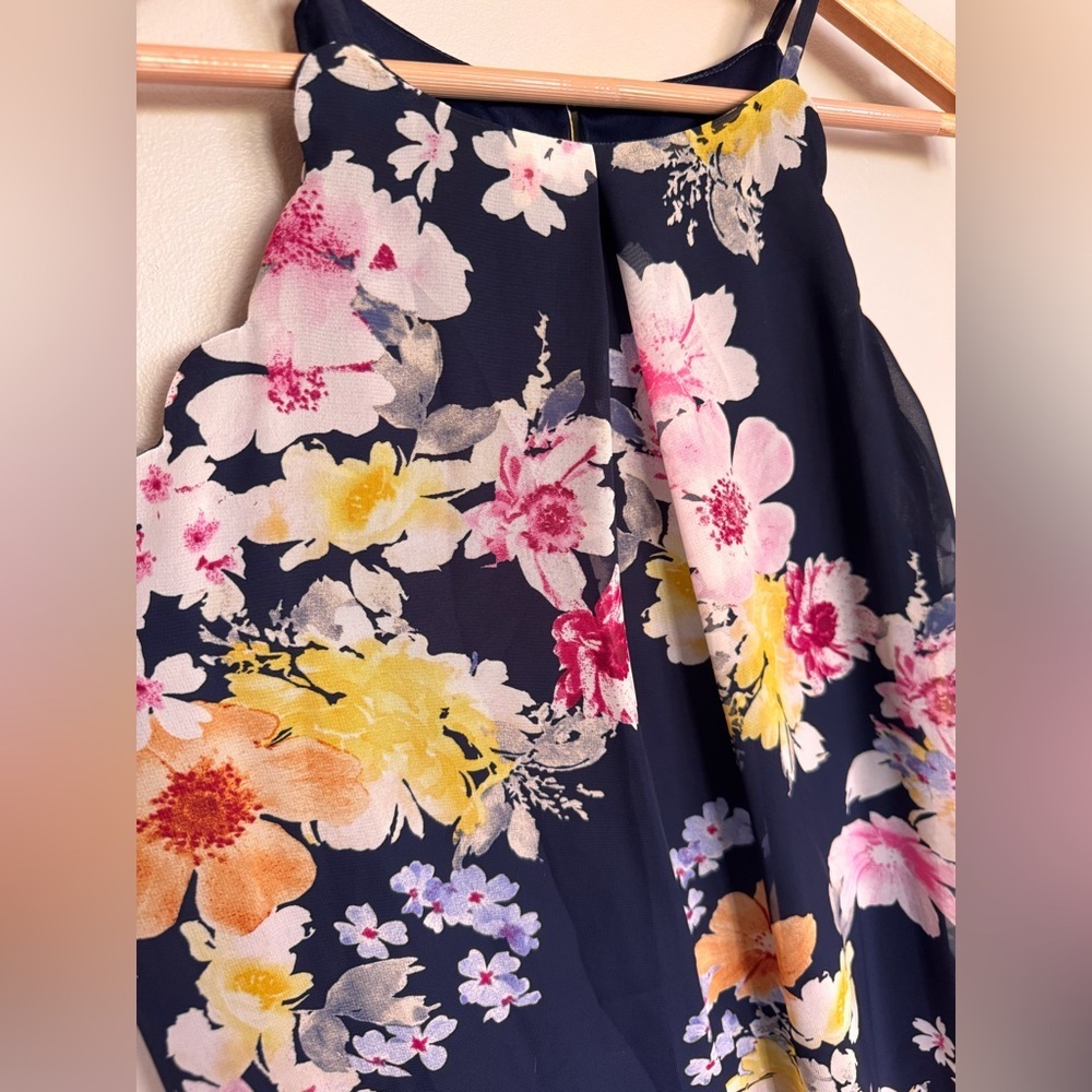 Fortune + Ivy Navy Floral Chiffon Sleeveless Dress Size M NWT - Picture 5 of 8